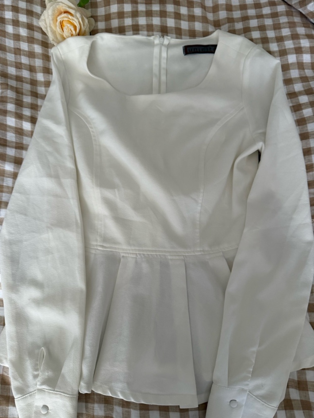 White Structured Peplum Blouse